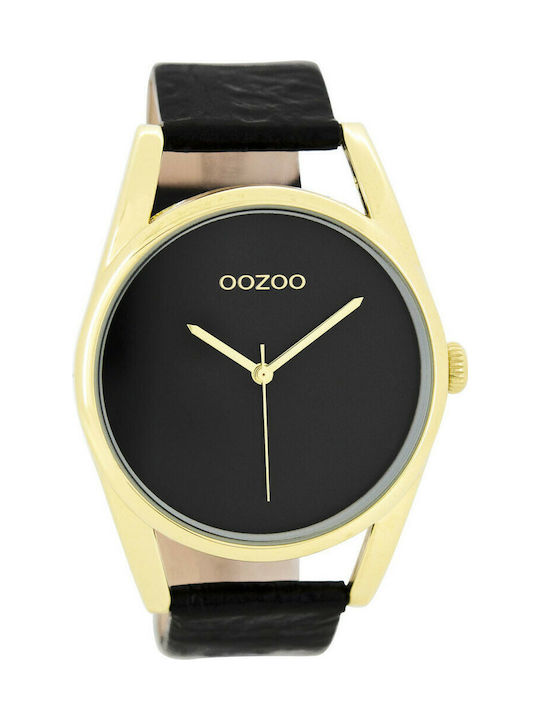 Oozoo Timepieces Watch with Black Leather Strap