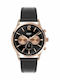 Henry London Richmond Men's Watch 41mm Chronograph Battery with Black Leather Strap