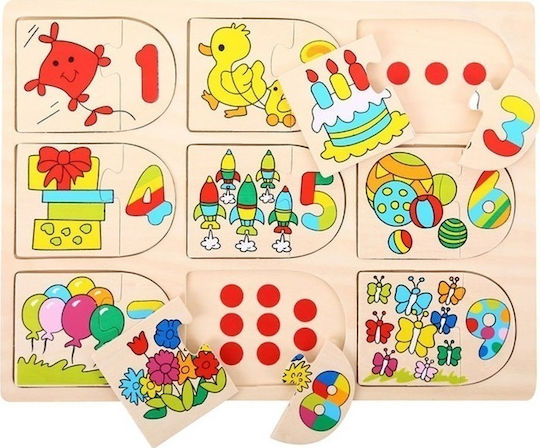 Lemnos Puzzle pentru Copii cu Îmbinări Învățare Numere pentru 1+ Ani 18buc Big Jigs