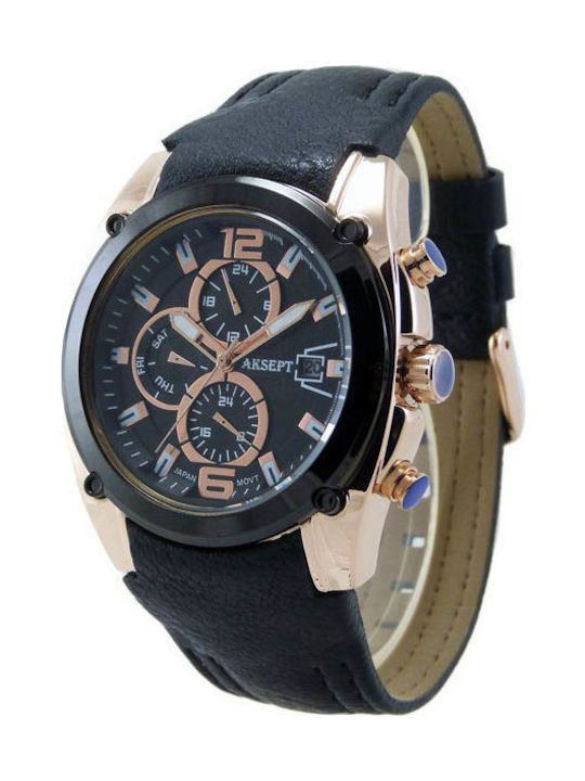 Aksept Мъжки Часовник 50mm На Батерия С Черна К...