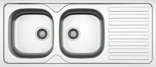 Excel Estia 720CM2000 Ένθετος Νεροχύτης Inox Σατινέ Μ116xΠ50cm Ασημί
