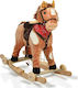 Moni Thunder Fabric Rocking Toy Horse for 24+ months with Sounds, Music & Wheels with Max Load Capacity 50kg Brown