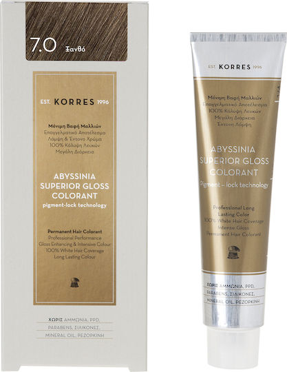 Korres Abyssinia Superior Gloss Colorant Vopsea De Păr Fără Amoniac 7.0 Blond 50ml