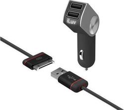 iLuv Dualpin Combo Зарядно за кола с Портове 2xUSB-A iLuv Dualpin Combo Зарядно за кола с Портове 2xUSB-A