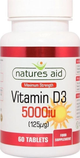 Natures Aid Vitamin D3 Βιταμίνη για Ενίσχυση του Ανοσοποιητικού & την Υγεία των Οστών 5000iu 60 ταμπλέτες