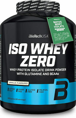 Biotech USA Iso Whey Zero With Glutamine & BCAAs Molkenprotein Ohne Gluten & Laktose mit Geschmack Vanille 2.27kg