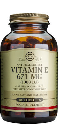 Solgar Vitamin E Βιταμίνη για Αντιοξειδωτικό 1000iu 671mg 100 μαλακές κάψουλες