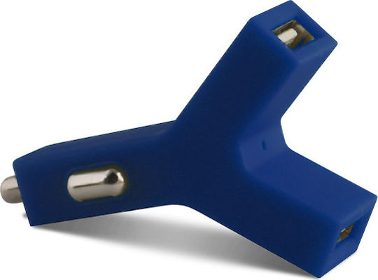 Forever Y-Not 2in1 Car Charger Blue Car Charger 2.1A with Ports: 2xUSB Blue Color