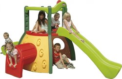 Little Tikes Playground Double Decker Super Slide 445Z 445Z00060 with Climbing Surface & Tunnel