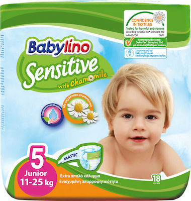 Babylino Scutece cu bandă adezivă Chamomile Sensitive Nr. 5 pentru 11-25 kgkg 18buc