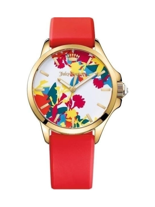 Juicy Couture Coral Strap Ceas cu Roșu Curea de Cauciuc