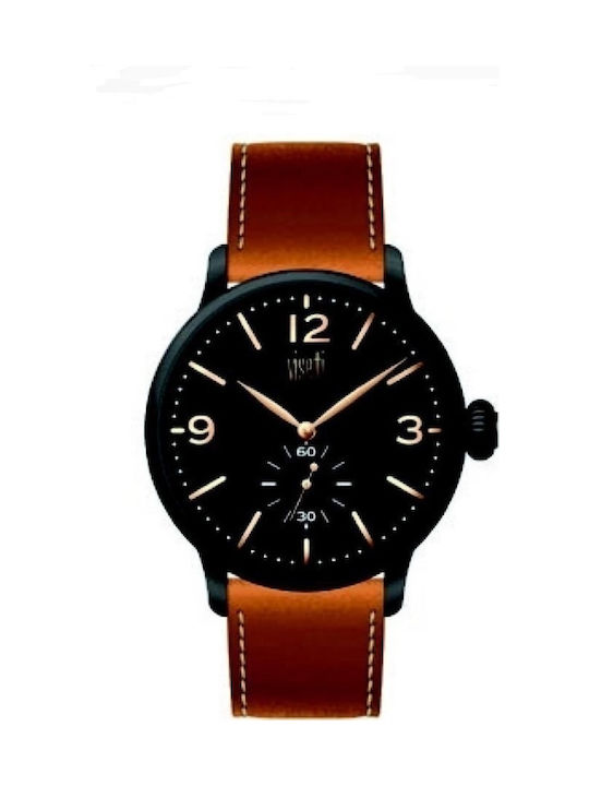 Visetti TB-624BK Watch Battery with Brown Leather Strap TB-624BK