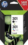 HP 301 2 Inkjet Printer Cartridges Multipack Multiple (Color) / Black (N9J72AE)