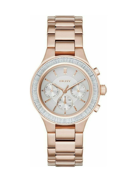 DKNY Chambers Watch with Pink Gold Metal Bracelet