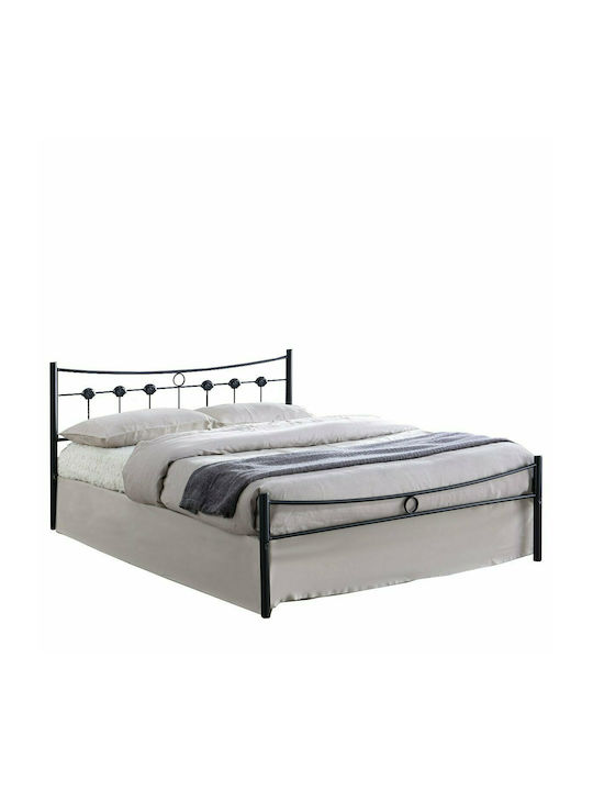 Dugan Κρεβάτι Διπλό Μεταλλικό Μαύρο με Τάβλες για Στρώμα 150x200cm
