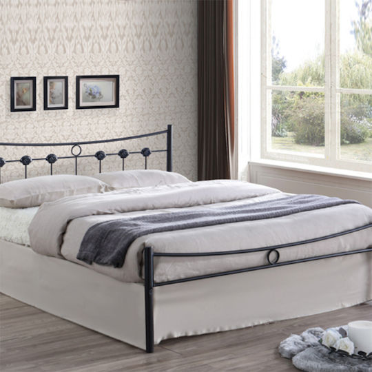 Dugan Κρεβάτι Διπλό για Στρώμα 150x200cm Μαύρο Dugan Κρεβάτι Διπλό για Στρώμα 150x200cm Μαύρο