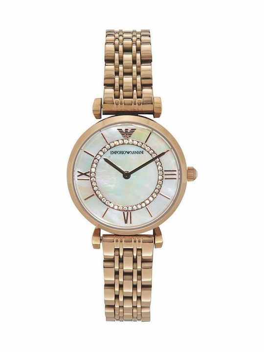 Emporio Armani Gianni Damen Uhr mit Rose Gold Metallarmband AR1909