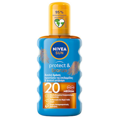 Nivea Protect & Bronze Αδιάβροχο Αντηλιακό Λάδι Σώματος SPF20 σε Spray 200ml