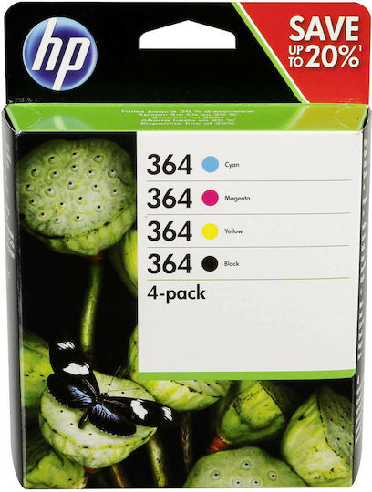 HP 364 Original Pack of 4 InkJet Printer Inks Yellow / Cyan / Magenta / Black (N9J73AE)