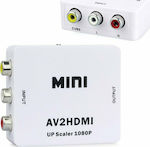 AV2HDMI Converter RCA female to HDMI female White