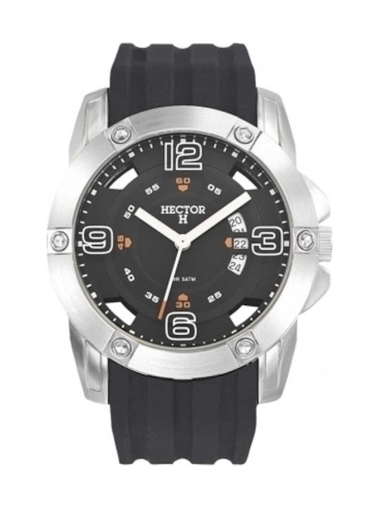 Hector H Watch Battery with Black Rubber Strap 665452