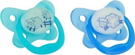 Dr. Brown's PV12006 Orthodontische Schnuller Silikon Nacht Schaf - Blau für 0-6 Monate 2Stück