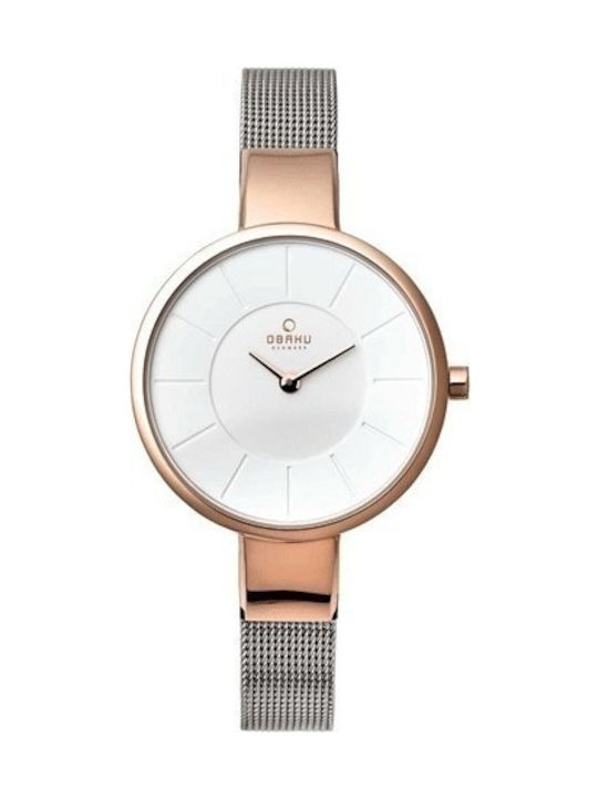 Obaku Часовник с Розово злато Метална Гривна V149LXVIMC