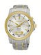 Seiko Premier Ανδρικό Ρολόι 42mm Kinetic με Ασημί Μεταλλικό Μπρασελέ