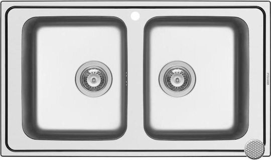 Pyramis Alea 2B 107157701 Drop-In Sink Inox Satin W86xD50cm Silver