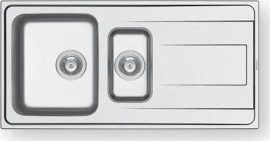 Pyramis Alea (100x50) 1 1/2B 1D 107155001 Drop-In Мивка Inox Сатен Ш100xД50см Сребрист