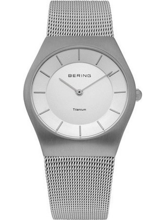 Bering Time Herrenuhr 35mm Batterie mit Silber Metallarmband