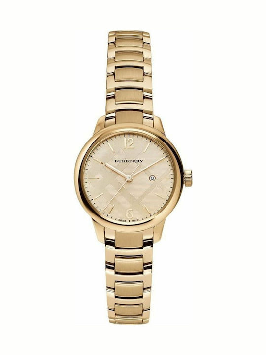 Burberry Classic Round Damen Uhr mit Gold Metallarmband BU10109