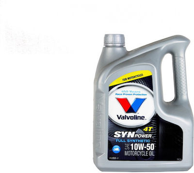 Valvoline SynPower 4T Synthetic Motorcycle Oil for Four-Stroke Engines 10W-50 4lt