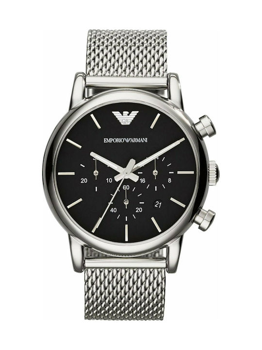 Emporio Armani Classic Watch Ρολόι Χρονογράφος Μπαταρίας με Ασημί Μεταλλικό Μπρασελέ