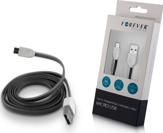 Forever Flat USB 2.0 to micro USB Cable Black 1m (5900495327192)
