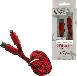 Volte-Tel Braided / Flat USB-A to Lightning Cable Red 1m (8135941)