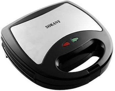 Sokany KJ-302 Sandwich Maker cu Plăci Detasabile pentru for 2 Sandwiches Sandvișuri 750W Inox