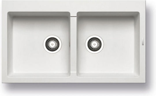 Pyramis Athlos 2B 070071211 Drop-In Spüle aus Verbundgranulat B86xT50cm Snow