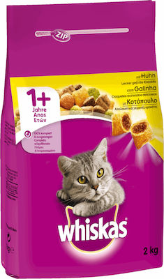 Whiskas 1+ Trockenfutter für erwachsene Katzen mit Huhn 2kg