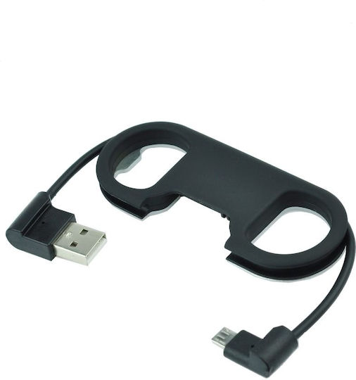 Angle (90°) Keychain Retractable USB 2.0 to micro USB Cable Black (5901737279460)