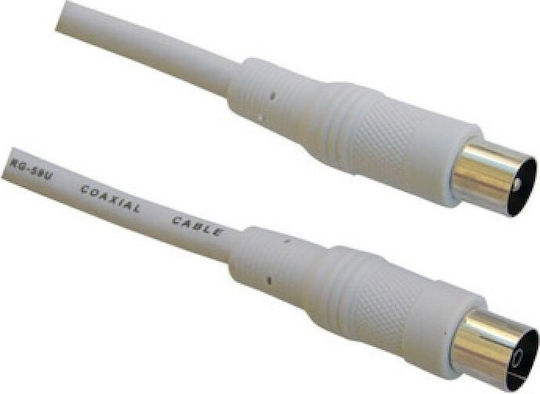Bridge Cable Кабел за антена Коаксиален мъжки - Коаксиална женска Бял 1.5м (30087) 1бр