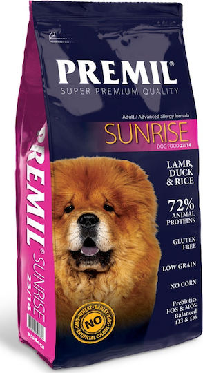 Premil Super Premium Sunrise 15kg Dry Food for Dogs with Lamb, Duck and Rice