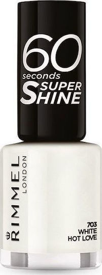 Rimmel 60 Seconds Super Shine Nail Polish Glossy Βερνίκι Νυχιών Μακράς Διαρκείας Λευκό 8ml