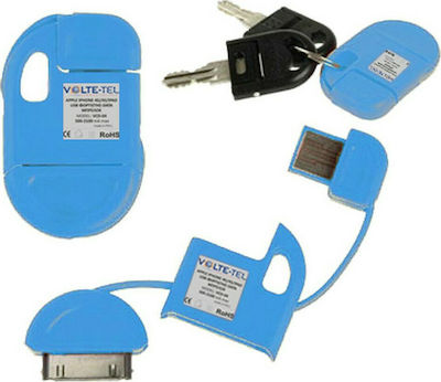 Volte-Tel Keychain USB to 30-Pin Cable 0.1m Blue (8098161)