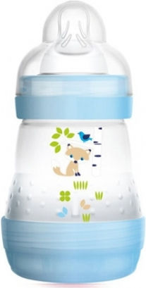 Mam Plastic Baby Bottle Easy Start Anti-Colic Anti-Colic with Silicone Teat for 0+ Months Light Blue Fox - Light Blue 160ml