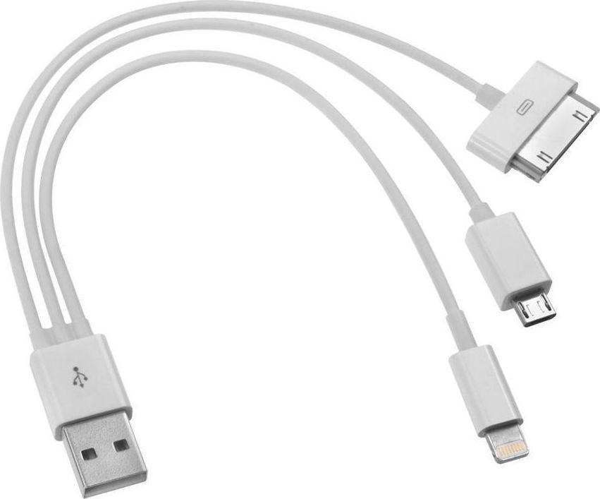 Eaxus USB to Apple 30Pin/Lightning/micro USB Cable Λευκό 0.20m (57210