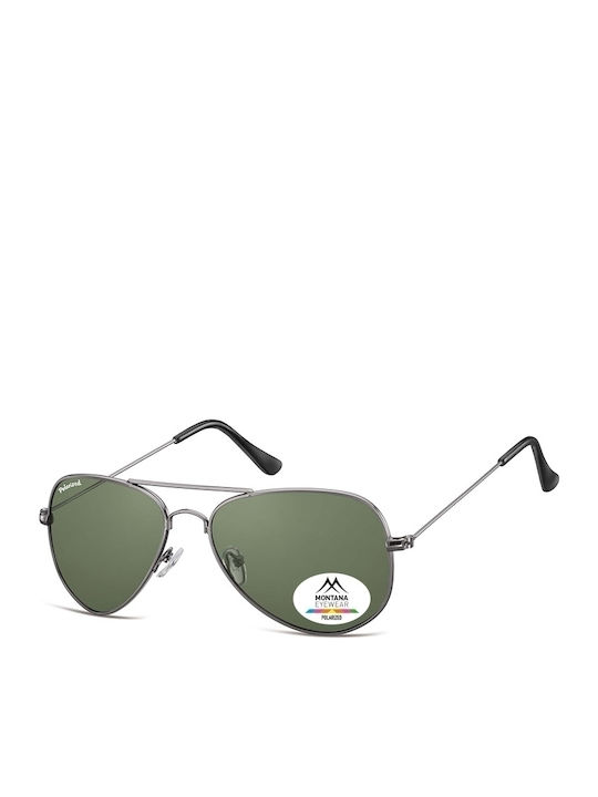 Montana Eyewear Polarized Bărbătești Ochelari de soare cu Argintiu Cadru și Verde Polarized Lentilă MP94C