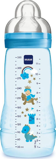 Mam Plastic Baby Bottle Easy Active with Silicone Nipple for 4+ months Blue 330ml