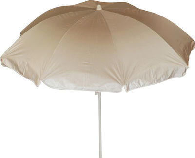 Summer Club Strandsonnenschirm Aluminium Doppelter Rippen Durchmesser 2.4m mit UV Schutz Beige