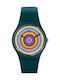 Swatch Toupie Watch with Green Rubber Strap